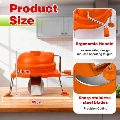 Vista 4 de CL003 Dicer comercial de verduras, CL003 Cuber manual de mesa resistente 1/4 "x 1/4" cortador de preparación de alimentos naranja herramienta