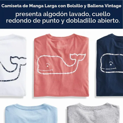 Vista 6 de vineyard vines Boys' Long Sleeve Vintage Whale Pocket Tee (Toddler/Little Kid/Big Kid)