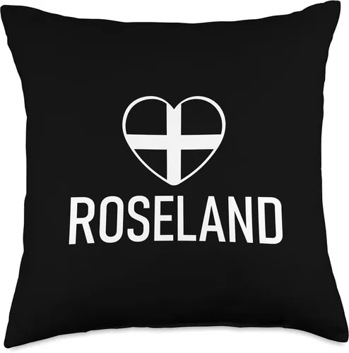 Vista 4 de I Love Roseland Cornwall Flag Heart Saint Piran Cornish Throw Pillow
