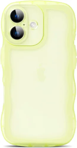 Vista 111 de SKYLMW Funda compatible con iPhone 12 Pro, diseño de ondas rizadas kawaii, borde chapado de lujo, elegante parte trasera transparente brillante, TPU