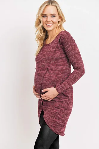 Vista 3 de HELLO MIZ Vestido túnica de maternidad de enfermería de punto de manga larga para mujer