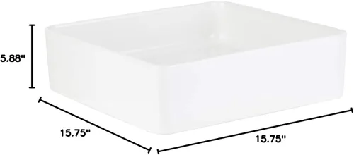 Vista 4 de Signature Hardware 447955 Hibiscus - Lavabo de baño rectangular de 16 pulgadas, color blanco