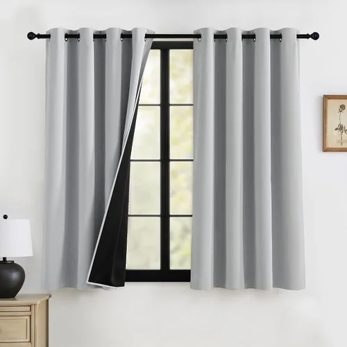 Vista 38 de RYB HOME Cortinas 100% opacas de 63 pulgadas de largo, cortinas de ventana de eficiencia energética y reducción de ruido para dormitorio, sala