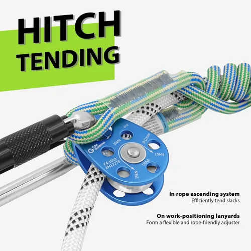 Vista 5 de GM CLIMBING Polea micro 30kN CE UIAA de la mejilla del oscilación certificada