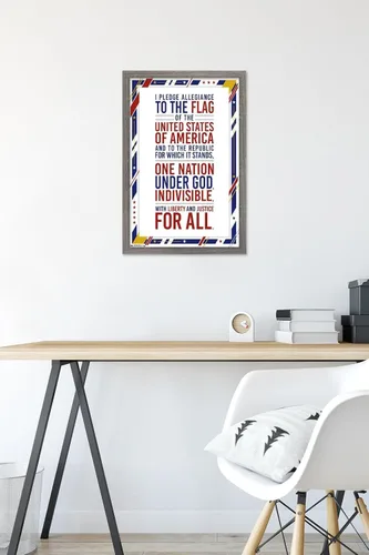 Vista 6 de Trends International The United States Of America - Pledge Of Allegiance Wall Poster, 14.725" x 22.375", Barnwood Framed Version
