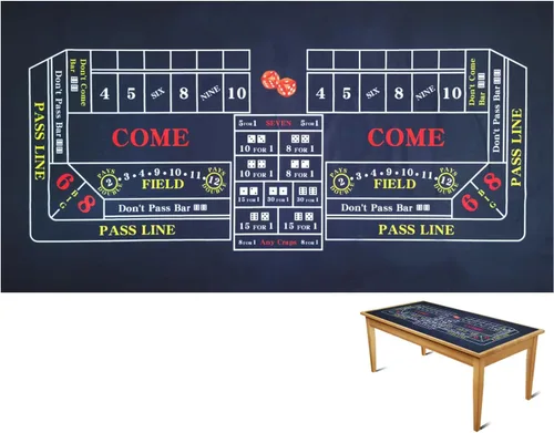 Vista 5 de 72 X 36 pulgadas Craps Casino Tabla Top Felt Layout Mat, 100% Durac impermeable, lavable y planchable (azul)