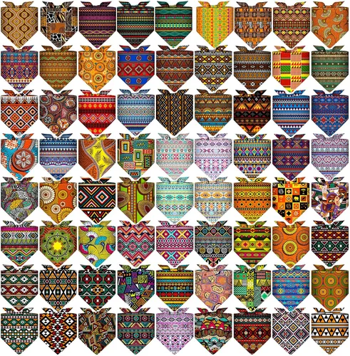 Vista 9 de Paquete de 72 bandanas para perros a granel de búfalo a cuadros para gato, bufanda de verano, bufanda triangular, baberos para baba de fruta