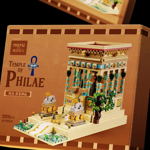 Vista 4 de 2105PCS Micro Ladrillos Antiguo Egipto Philae Temple Modelo Bloques