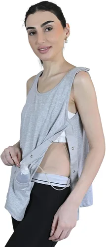 Vista 18 de Inspired Comforts Camiseta sin mangas de recuperación de mastectomía poscirugía con bolsillo de drenaje y acceso a presión