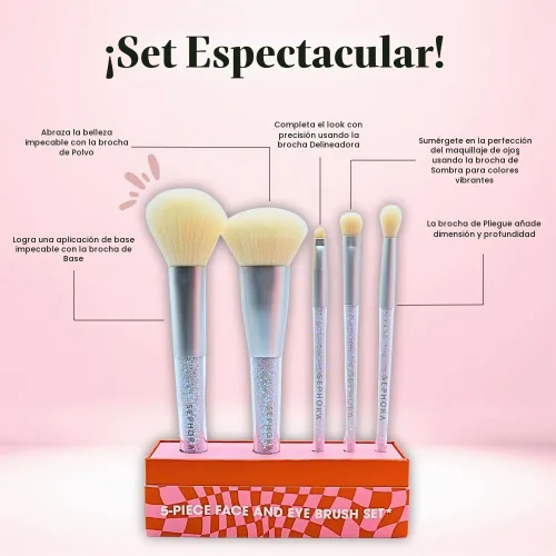 Vista 4 de SEPHORA COLLECTION - Juego de brochas para rostro y ojos (5 piezas)