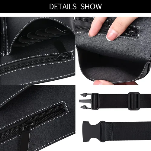 Vista 3 de Noverlife Bolsa de tijeras para peluquería, bolsa de cintura de piel sintética para peluquería, funda de almacenamiento de herramientas
