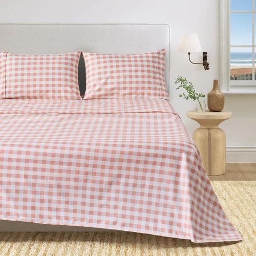 Vista 8 de Great Bay Home - Sábanas de microfibra, estampado costero, sin arrugas, bolsillo profundo, tema de playa, colección Newport (Queen, concha marina)