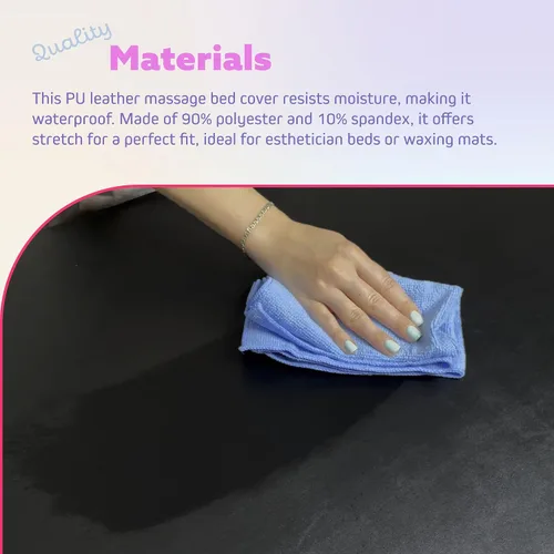 Vista 4 de Funda de cama de pestañas, cubierta impermeable de cuero artificial para mesa de masaje, protector de cera ajustable para cama de esteticista