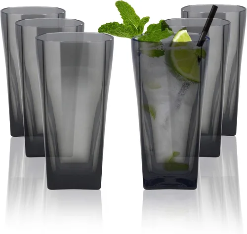 Vista 17 de Top-spring Vaso de Agua de Plástico Reutilizable de 20 Onzas, Vasos Transparentes Irrompibles para Beber, Sin BPA, Juego de 6 Vasos Azules
