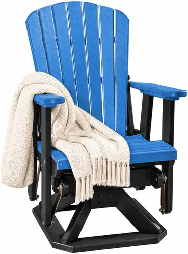 Vista 17 de DutchCrafters Slat Fan Back Poly Adirondack Swivel Glider Outdoor Patio Chair (Black)