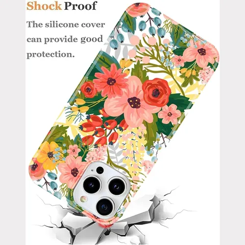 Vista 7 de J.west Funda para iPhone 14 Pro Max de 6.7 pulgadas, diseño moderno de ramo de flores botánicas con estampado de flores botánicas de jardín