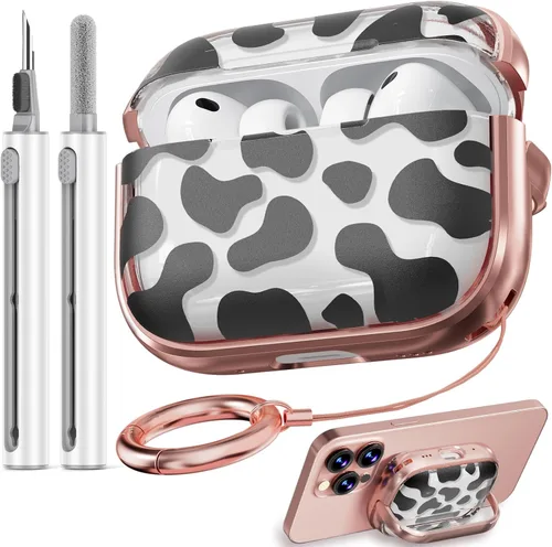 Vista 50 de Inesore Funda con bloqueo de seguridad para AirPods 4 2024, bonita funda floral para AirPod de 4ª generación para mujeres con kit limpiador