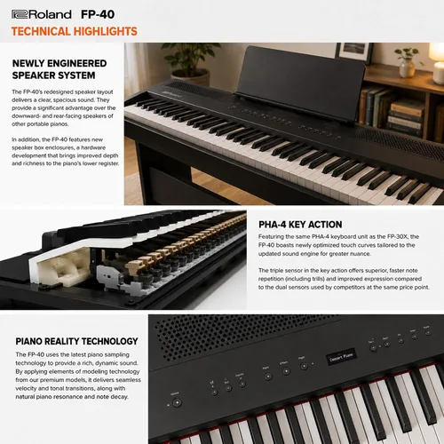 Vista 7 de Roland FP-40 Piano digital de 88 teclas - Negro FP-40 Negro