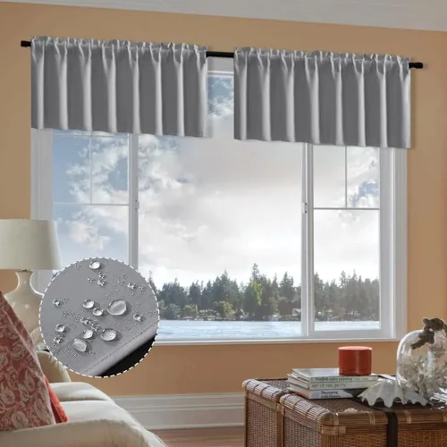 Vista 41 de XTMYI Cortinas pequeñas para ventana de sótano, cenefas opacas para oscurecer la habitación para sala de estar, juego de 2 unidades, beige natural