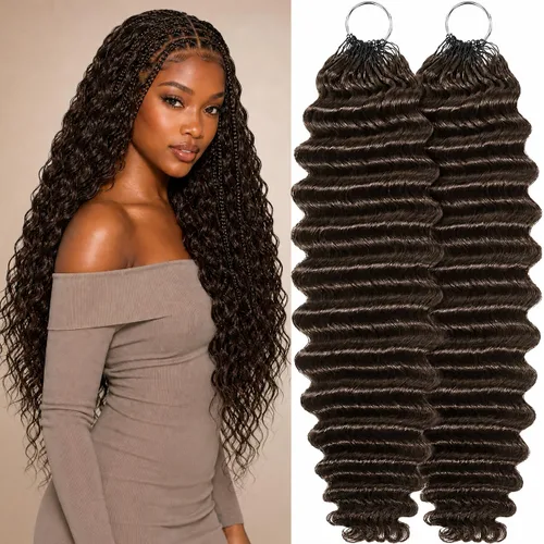 Vista 25 de Human Braiding Hair for Boho Braids 20inch Curly Wave Bulk Bundles 1B (A)1B