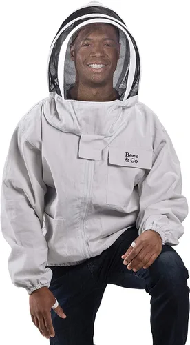 Vista 5 de Bees & Co K74 Chaqueta de apicultor de algodón natural con velo de esgrima