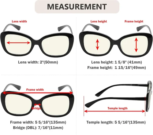 Vista 5 de Eyekepper Lentes de computadora para mujer, de gran tamaño, bloqueo de luz azul, rayas marrones +3.00