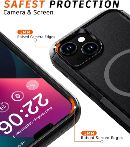 Vista 4 de Diverbox Funda para iPhone 13 [compatible con MagSafe] [con protector de pantalla] [a prueba de golpes] [a prueba de caídas] Funda de protección