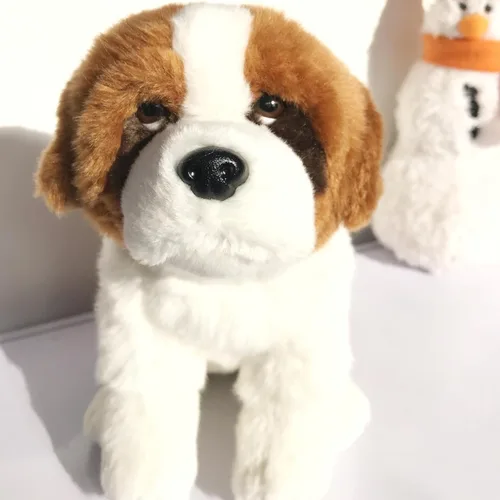 Vista 4 de JIANEEXSQ Peluche realista de perro de San Bernardo, modelo de perro siberiano realista, regalo de cumpleaños para niños