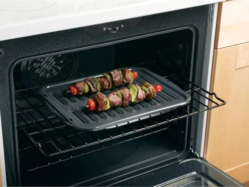 Vista 10 de Sartén universal para asar con estante para horno, sartén antiadherente, 2 piezas de acero al carbono recubierto de porcelana negra, apto