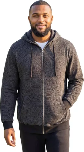 Vista 12 de KingSize - Chaqueta de forro polar con capucha y cremallera frontal para hombre Negro