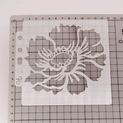 Vista 3 de Plantillas de pintura de plástico PET con diseño hueco de flores, perfectas para diseño textil, decoración de pared, ventana, papel, álbumes