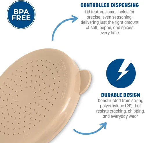 Vista 5 de Carlisle FoodService Products 427106 Tapa de polietileno para sal y pimienta solamente, 3.12 pulgadas de diámetro, color beige (caja de 12)