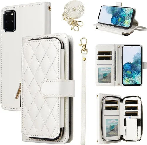 Vista 35 de Funda de Cartera para Samsung Galaxy S20 FE 5G de 6.5 Pulgadas con Correa para Muñeca, Billetera con Cremallera y más de 9 Ranuras para Tarjetas