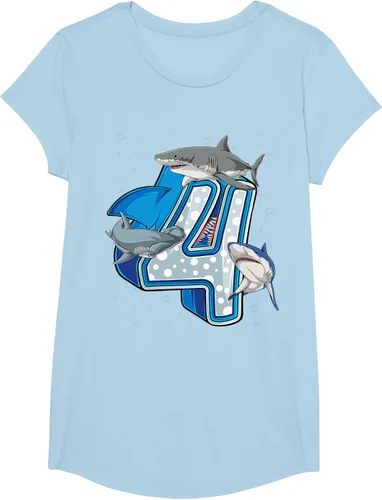 Vista 19 de Camiseta de 4.º cumpleaños para niños de 4 años con diseño de tiburón oceánico Negro