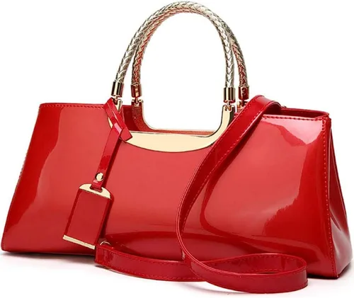 Vista 7 de XingChen Bolso brillante de las mujeres del bolso del bolso de la manija superior del cuero de la patente del bolso estructurado del bolso del bolso