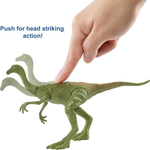 Vista 2 de Mattel Jurassic World Camp - Figura de acción de dinosaurio de fuerza feroz del Cretácico, juguete de dinosaurio Gallimimus con articulaciones