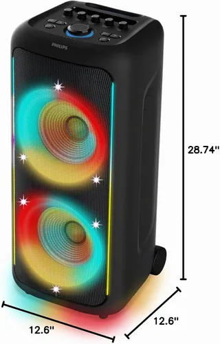 Vista 7 de Philips TAX5000 Altavoz Bluetooth para Fiesta, Sonido Máximo de 200W, Bass+, RGB Lightshow, Batería de 14H, TWS y Auracast Multi-Altavoz, Micrófono