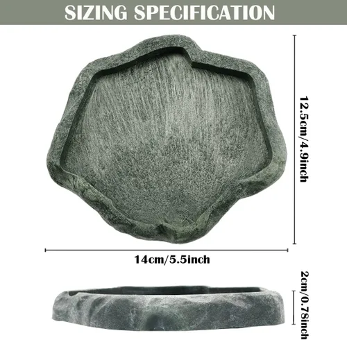 Vista 2 de Plato de agua de reptiles, cuenco de resina para reptiles, alimentos y agua, adorno de acuario para mascotas, placa de terrario para tortuga
