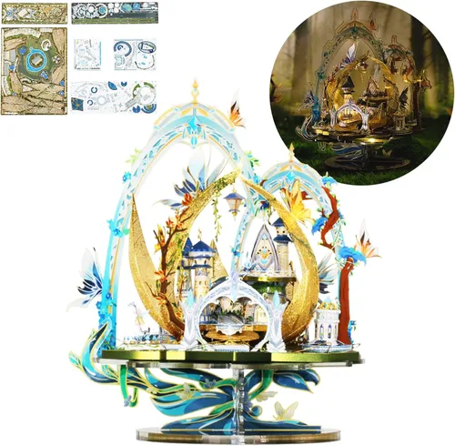 Vista 11 de MU Serie de hadas, coronas de elfo, kit de modelo de metal 3D, corona de hada, Cenicienta, princesa, kits de rompecabezas para adultos, construcción