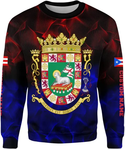 Vista 4 de Camiseta personalizada con nombre de Puerto Rico 3D, camiseta personalizada de Puerto Rico para hombres y mujeres, camiseta de la bandera de Puerto