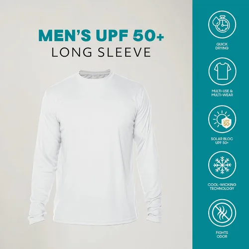 Vista 3 de Vapor Apparel - Camiseta de manga larga para hombre con protección solar UPF 50 UV