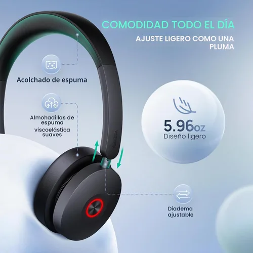 Vista 5 de Yealink Auriculares USB-C/A con cable UH48 ANC, 6 micrófonos con Negro