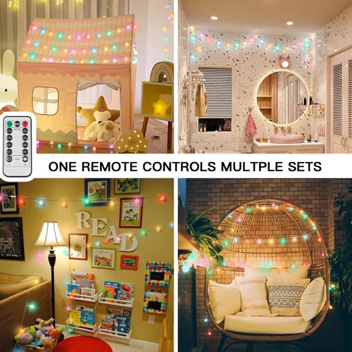 Vista 3 de Suddus Cadena de Luces de Globo para Dormitorio, 100 Luces de Hada Alimentadas por Batería LED, Luces de Cadena de Interior para Aula, Patio