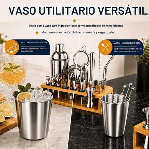 Vista 5 de Semderm Juego de Coctelera Mixología Kit de Barman con Soporte de Bambú Kit de Cóctel de 26 Piezas con Todas las Herramientas Esenciales de Bar