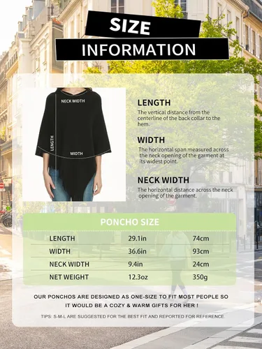 Vista 6 de Ferand Suéter tipo poncho ligero para mujer, chal versátil para otoño e invierno 2023