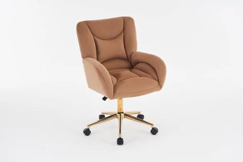 Vista 8 de Velvet Swivel Desk Chair with Gold Base - 360° Rotating Office Chair with Ergonomic Tufted Backrest, Thick Sponge Cushion & Universal Wheels for
