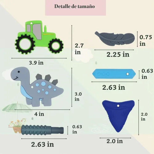 Vista 6 de Collares masticables para niños sensoriales, 6 piezas de collar masticable para niños y niñas para masticar morder y dentición, collares masticables