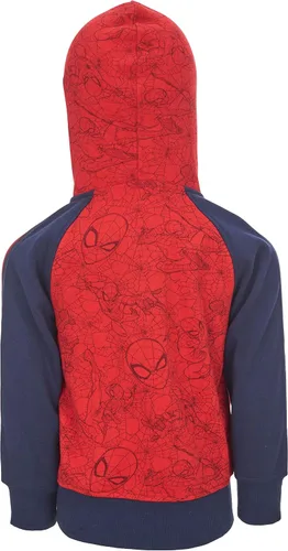 Vista 2 de Spiderman Sudadera con capucha con cremallera para niños con capucha integrada (negro o rojo), Rojo