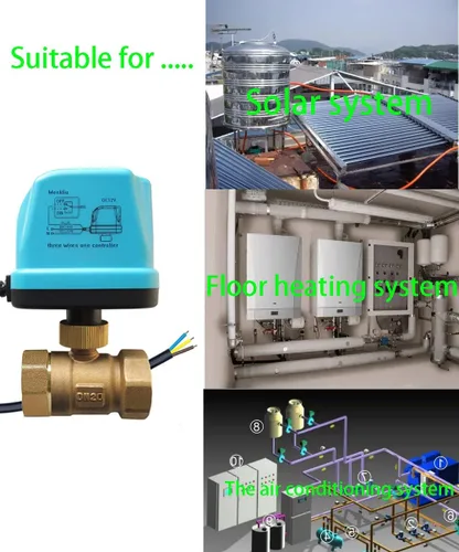 Vista 6 de Válvula de bola motorizada, válvula de bola eléctrica de latón DN20 de 3/4", válvula de agua de 3 cables DC12V/24V con puerto estándar
