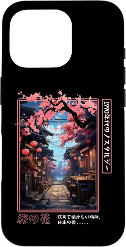 Vista 20 de iPhone 16 Japanese Vaporwave Nostalgia Cherry Blossoms 1990s Aesthetic Case